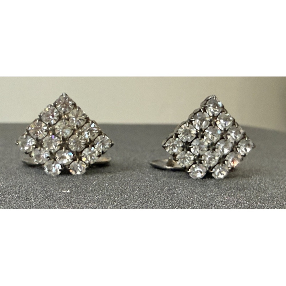 Vintage MUSI Rhinestone Shoe Clips Pat 3460211 Mid Century 1960s Bridal Dress Up